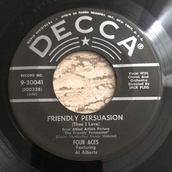 Four Aces Friendly Persuasion/You Can't Run Away From It Vinyl 45 Record '56 - Picture 6 of 8